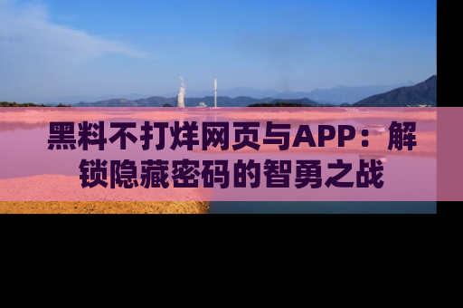 黑料不打烊网页与APP：解锁隐藏密码的智勇之战