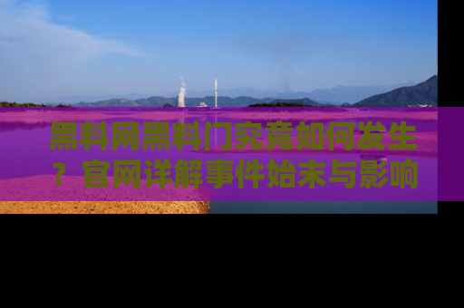 黑料网黑料门究竟如何发生？官网详解事件始末与影响